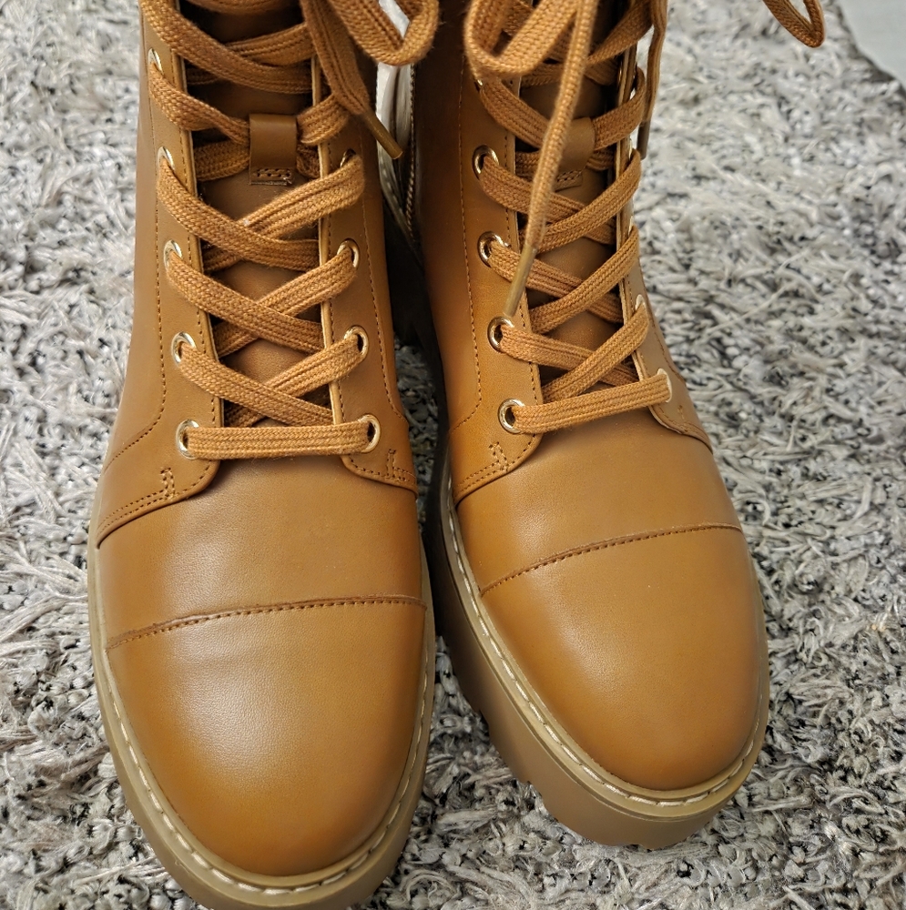 Women's Tan Lace-Up Boots